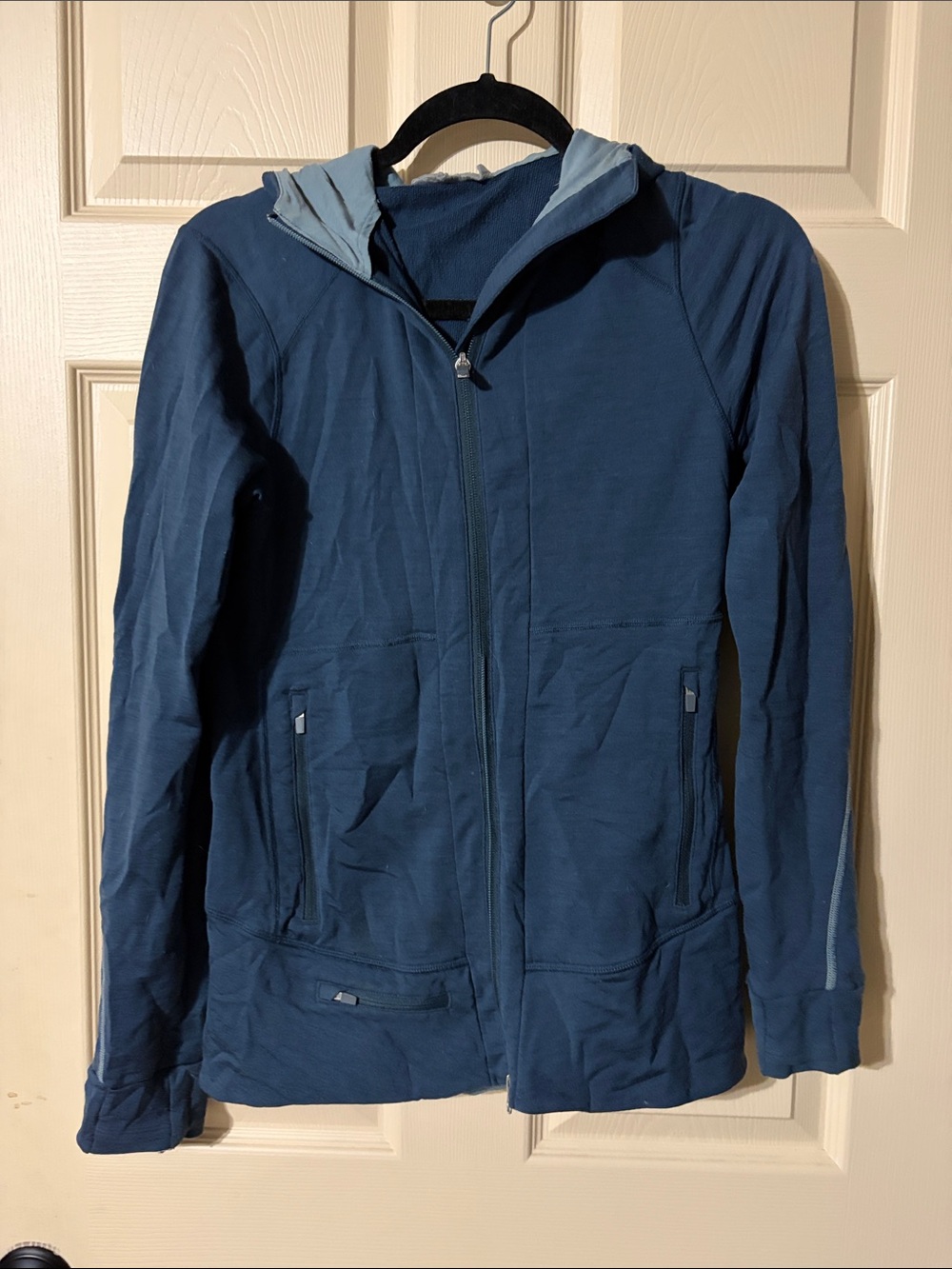 Icebreaker 98% merino wool Blue Hooded Zip-Up Jacket